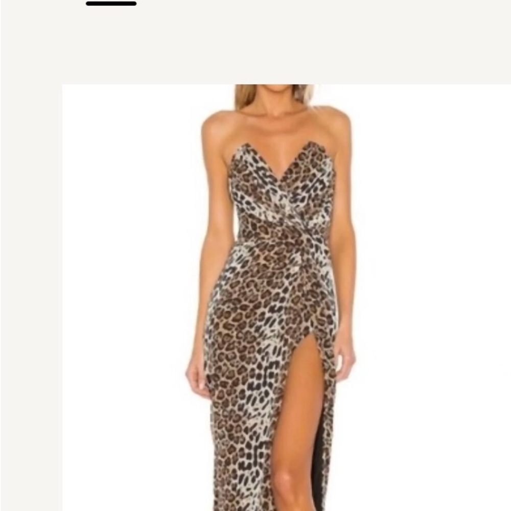 Katie May Strapless Leopard Print Gown in Brown and Black XS
